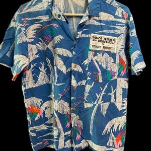 VTG Barefoot in Paradise Sauza Tequila Ultimate Margarita Tropical Shirt Large